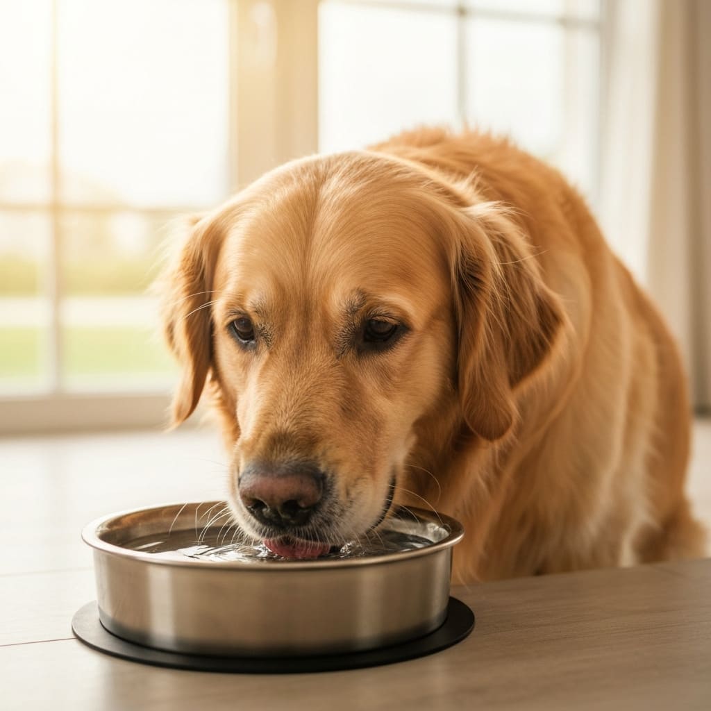 Perro comiendo de un tazón