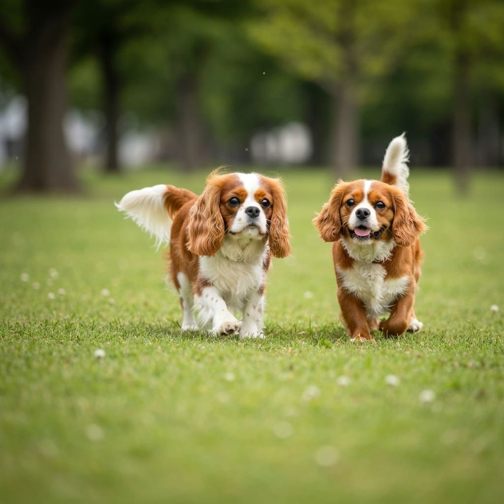 Dos perros Cavalier King Charles Spaniel