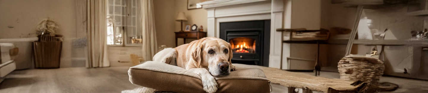 Golden Retriever y Beagle sentados.