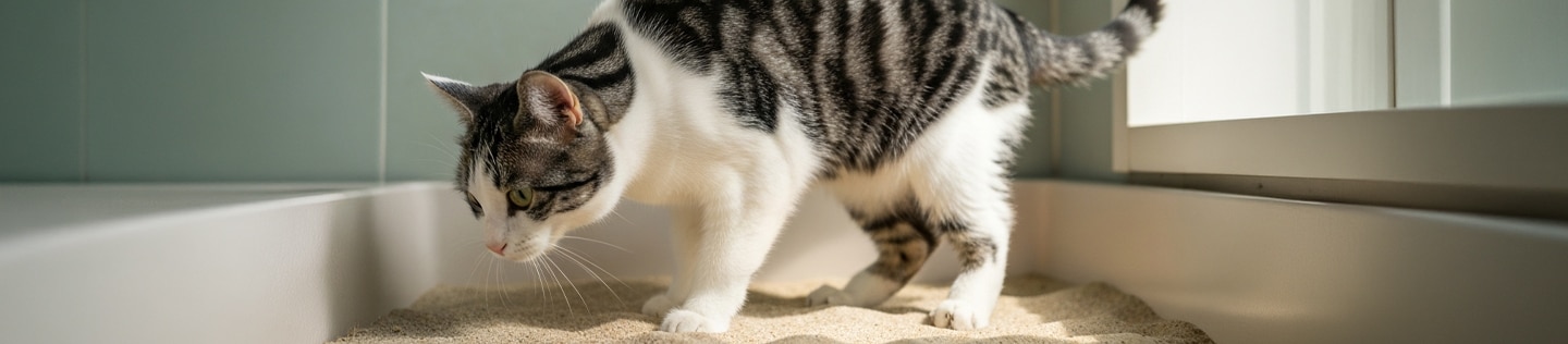 Gato en su arenero