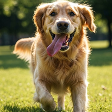 Golden Retriever corriendo al aire libre