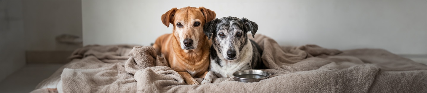 Dos perros mirando la camara
