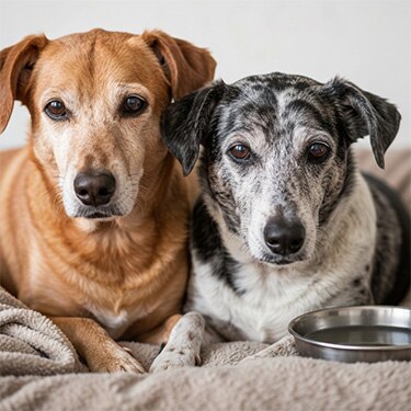 Dos perros mirando la camara